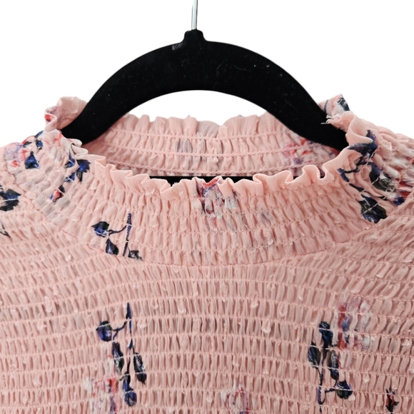 Anthropologie Maison d'Amelie Pink Floral Mock Neck Long Sleeve Blouse sz Medium - Picture 3 of 9